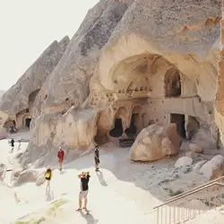 Tourist group exploring Cappadocia on a daily tour