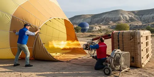 Los Globos Aerostáticos Se Preparan para Volar en Capadocia