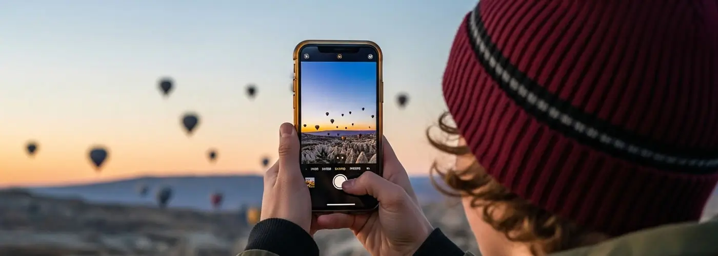 Sunrise hot air balloon photo capture