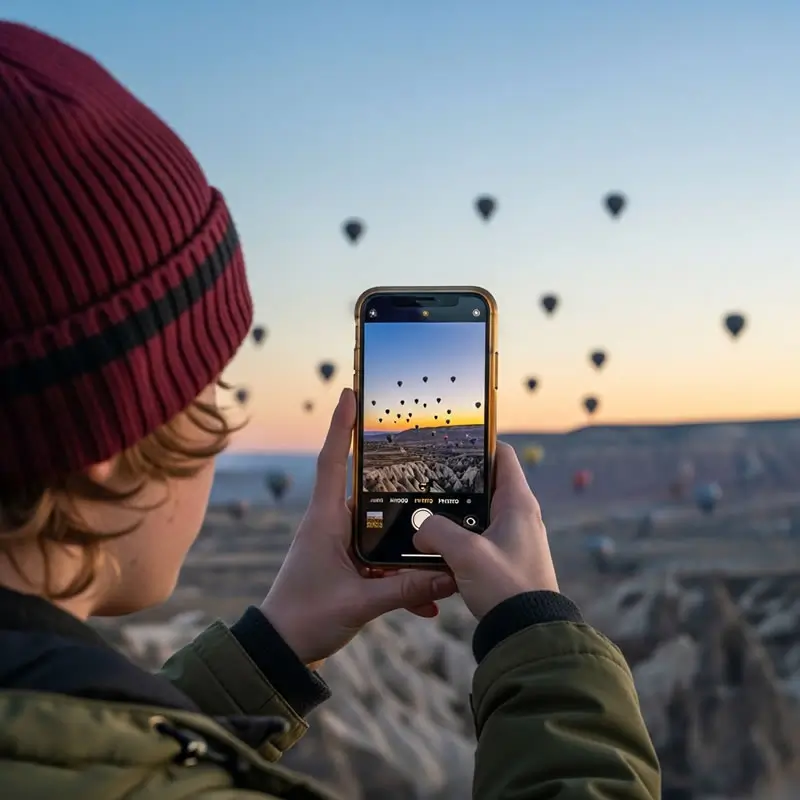 Sunrise hot air balloon photo capture