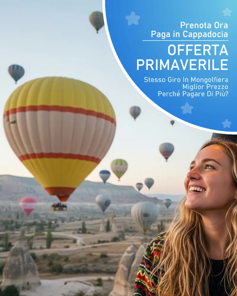 Mongolfiere sopra la Cappadocia durante la promozione primaverili