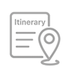Gray itinerary icon with map and pin