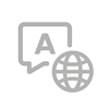 Gray language icon with globe and speech bubble