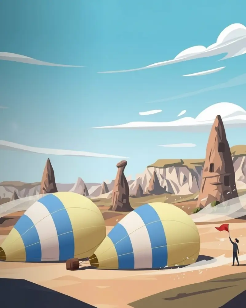 Globos aerostáticos despegando en una mañana de primavera en Capadocia